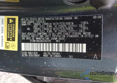 2010 Lexus Rx 350 из США, поврежденный, VIN 2T2BK1BA3AC030708